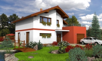 Attic house with an interesting layout and a garage.